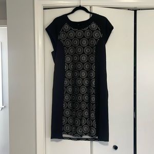 Krimson Klover Black Dress with Ivory Laser-Cut Panel